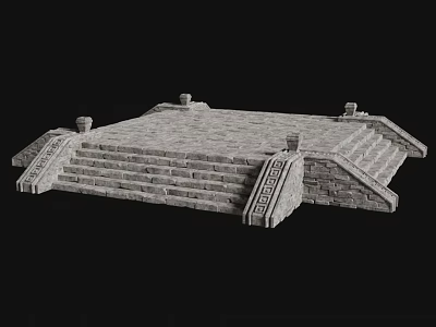 Ancient Architecture Traditional Stone Base With Carved Steps And Decorative Details 3d model