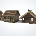 Traditional Rustic Thatched Houses Featuring Wooden Roofs And Architectural Structures