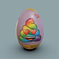 Colorful Egg Shaped Decorative Ornament Set With Rainbow Poop Pattern Heart Eyes And Smiling Face