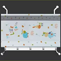 Portable Baby Changing Table With White Metal Frame And Colorful Patterned Pad