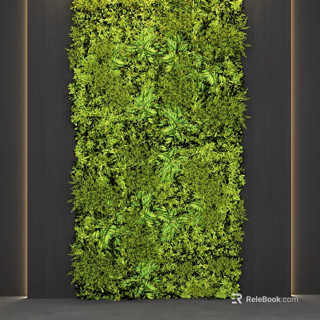 Modern Living Wall With Lush Green Foliage And Sleek Black Border Design 3d model 