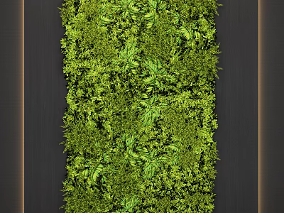 Modern Living Wall With Lush Green Foliage And Sleek Black Border Design 3d model