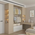 Modern Bedroom Wardrobe Design With Hanging Rods Drawers And Open Shelves