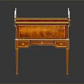 Elegant Ornate Vintage Wooden Desk With Gold Trim And Decorative Candle Holders