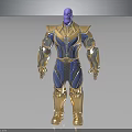 Thanos Character Model With Purple Skin And Gold Blue Armor In Standing Pose