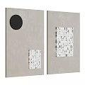 Modern Wall Hangings with Black Circular Decor and White Geometric Cube Mosaic on Gray Wall