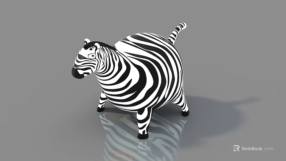 Adorable Plump Zebra Doll Featuring Black And White Stripes Shiny Surface Design 3d model 