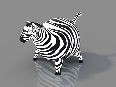 Adorable Plump Zebra Doll Featuring Black And White Stripes Shiny Surface Design 3d model