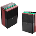 Two Red and Black Air Cooler Fans with Modern Design and Green