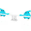 Colorful Seesaw With Blue Cartoon Characters And Spring Base For Kids Playground