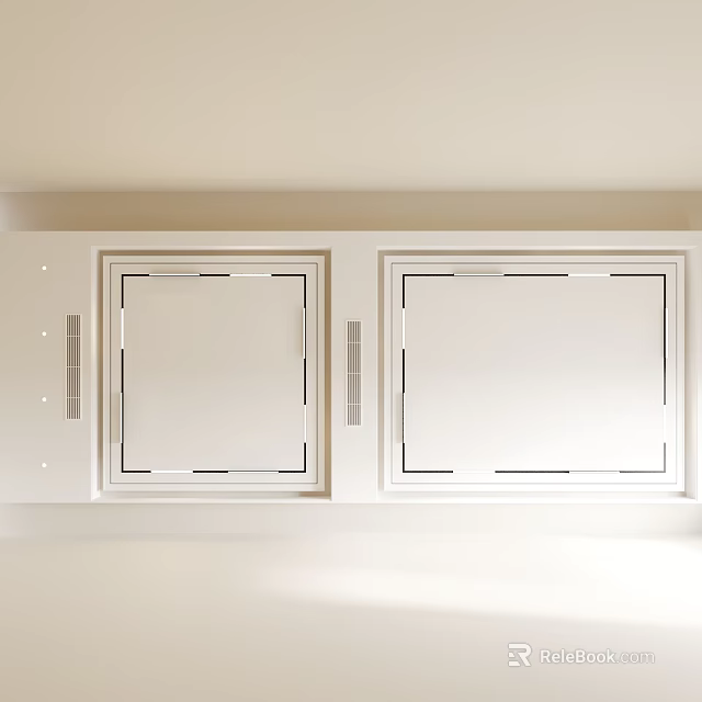 Modern Minimalist Ceiling With White Embedded Panels Metal Frames And Vent Strips 3d model