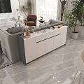 Modern Living Room Interior With Stylish Sideboard Decorative Plants And Window