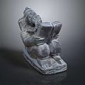 Traditional Stone Sculpture Carving Of Seated Figure Holding Open Book With Intricate Details