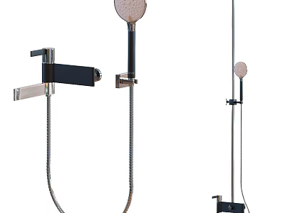 Modern Chrome Shower Faucet With Handheld Sprayer And Fixed Head Design 3d model