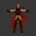 A Man With Orange Hair And Red Cape In Armored Outfit With Arms Outstretched