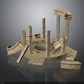 Ancient Greek Ruins With Broken Stone Columns And Circular Floor