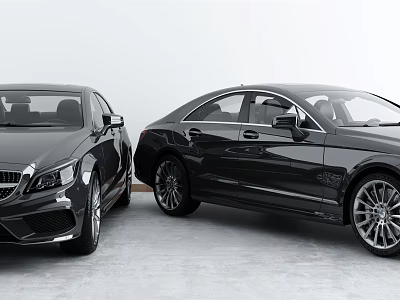 Black Luxury Sedans Parked Side by Side with Sleek Exterior Design Features 3d model