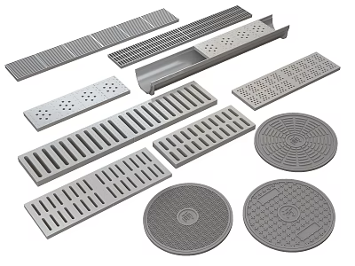 Metal Drainage Grates and Round Manhole Covers in Various Shapes for Industrial Use 3d model