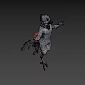 Game and Movie Character With White Body Dark Wings in Dynamic Pose on Red Background