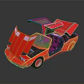 Pink Sports Car Model With Open Butterfly Doors And Streamlined Design