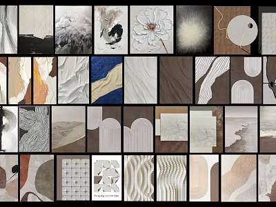 Various Textured Decorative Art Panels With Modern Abstract And Natural Patterns 3d model
