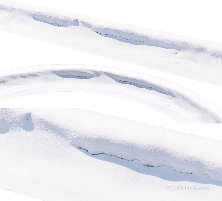 Soft Wintry Scenic Snowy Landscape With Natural Wavy Snowdrift Textures 3d model 