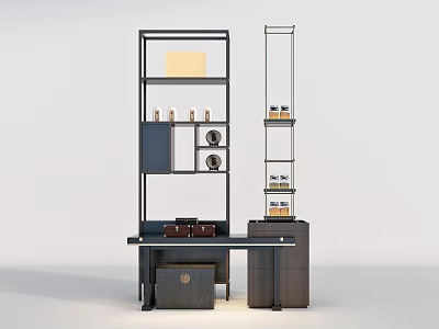 Modern Storage Shelving Unit With Multilayer Design Cabinet Drawer And Display Compartments 3d model