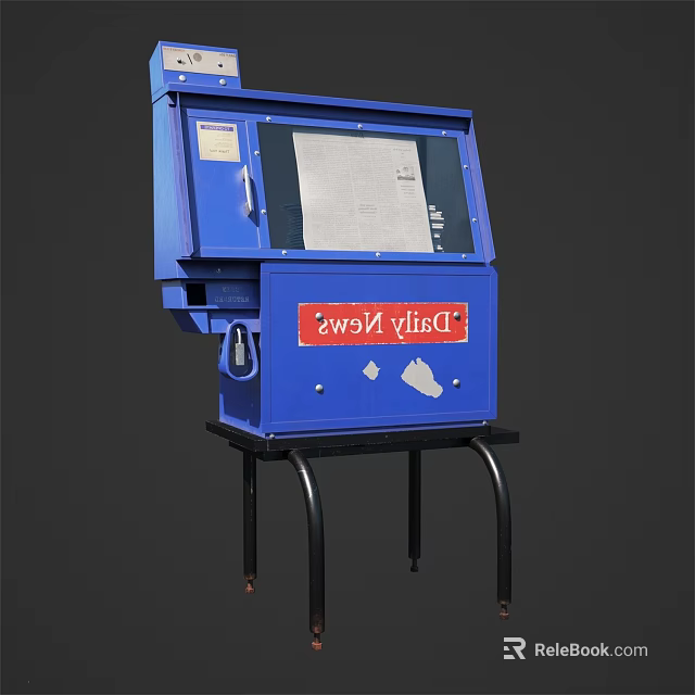 Blue Public Facility With MyCityNews Sign And Information Display Panel 3d model 
