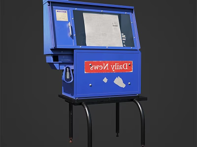 Blue Public Facility With MyCityNews Sign And Information Display Panel 3d model