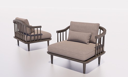 New Chinese Style Single Sofa Single Leisure Chair Single Sofa Chair 3d model