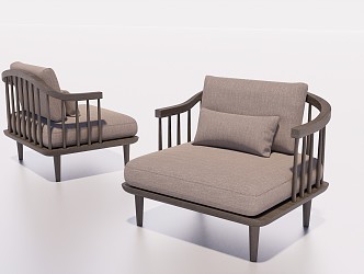 New Chinese Style Single Sofa Single Leisure Chair Single Sofa Chair 3d model