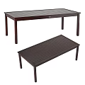 Two Dark Brown Wooden Dining Tables With Rectangular Flat Top And Straight Legs 3d model