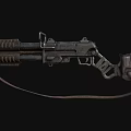 Heavy Duty Double Barrel Weapon With Metallic Texture And Tactical Strap Design