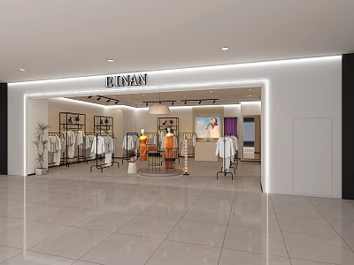 BELINSON Clothing Store Interior Design Featuring Fashion Racks Mannequins Open Layout And Modern Lighting 3d model