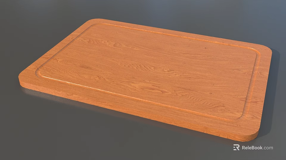 Wooden Cutting Board With Smooth Surface And Natural Grain For Kitchen Use 3d model 