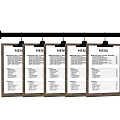 Commercial Menu Boards Hanging On Black Rod With Wooden Frames For Restaurant