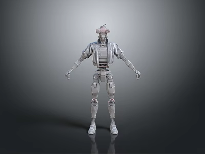 Mechanical Sci Fi Robot Character With Silver White Body And Metallic Limbs 3d model