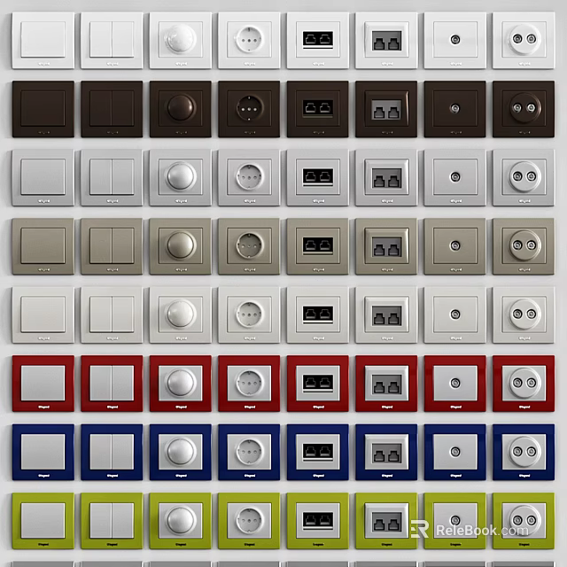 Various Colors Styles Daily Use Electrical Appliances Switches And Sockets Designs 3d model 