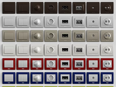 Various Colors Styles Daily Use Electrical Appliances Switches And Sockets Designs 3d model