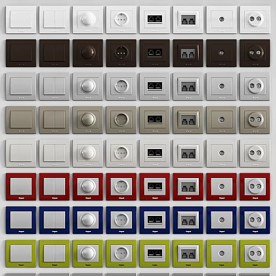 Various Colors Styles Daily Use Electrical Appliances Switches And Sockets Designs 3d model