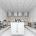 Commercial Kitchen Interior With Stainless Steel Worktables Storage Cabinets And Ventilation System 3d model