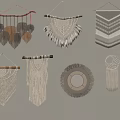 Macrame Wall Hangings With Various Designs Leaf Patterns Tassels And Neutral Tones 3d model