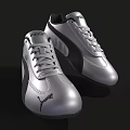 Silver PUMA Sports Shoes with Streamlined Design and Brand Logo