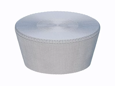 Light Gray Woven Round Stool With Intricate Texture And Modern Design 3d model