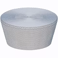 Light Gray Woven Round Stool With Intricate Texture And Modern Design