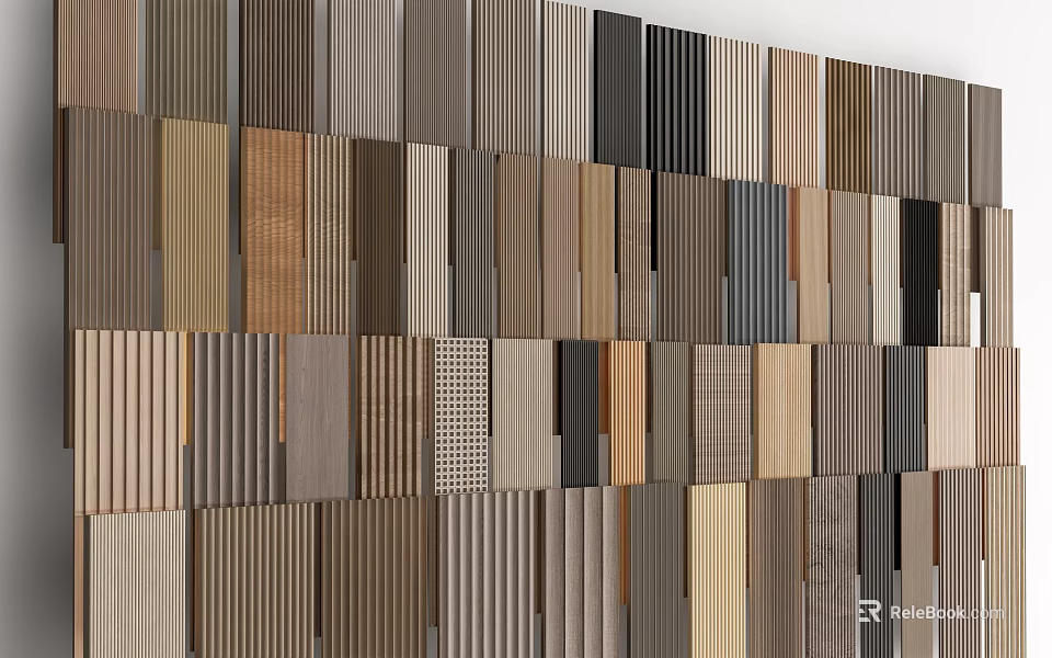 Wooden Wall Panels With Diverse Textures And Warm Tones For Contemporary Home Interior 3d model 