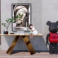 Light Luxury End View Table Entrance Cabinet 3d model