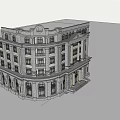 Classical Style Commercial Complex With Multi Story Stone Facade And Arched Windows 3d model