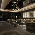 Luxury KTV Interior With Modern Lighting Comfortable Sofas And Decorative Walls 3d model