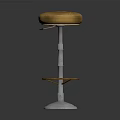 Yellow Leather Bar Stool With Metal Frame Circular Footrest And Silver Base 3d model